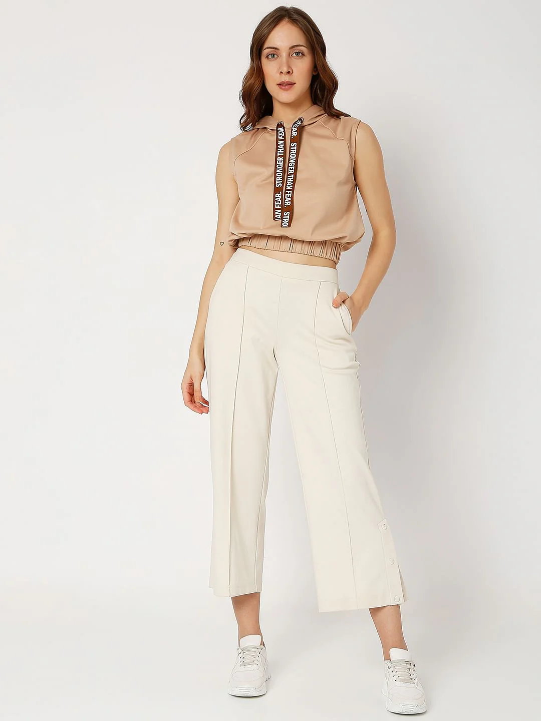 Brown Hooded Cropped T-Shirt - Image 5