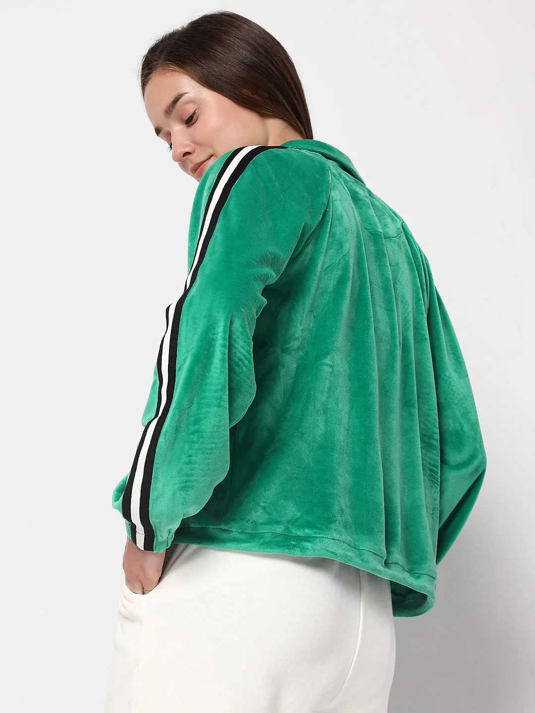 Green Velvet Zip-Up Sweatshirt - Image 4