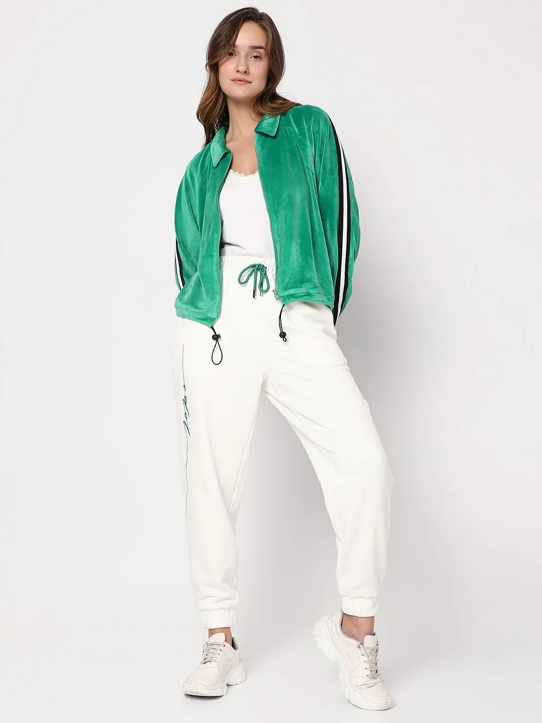 Green Velvet Zip-Up Sweatshirt - Image 5