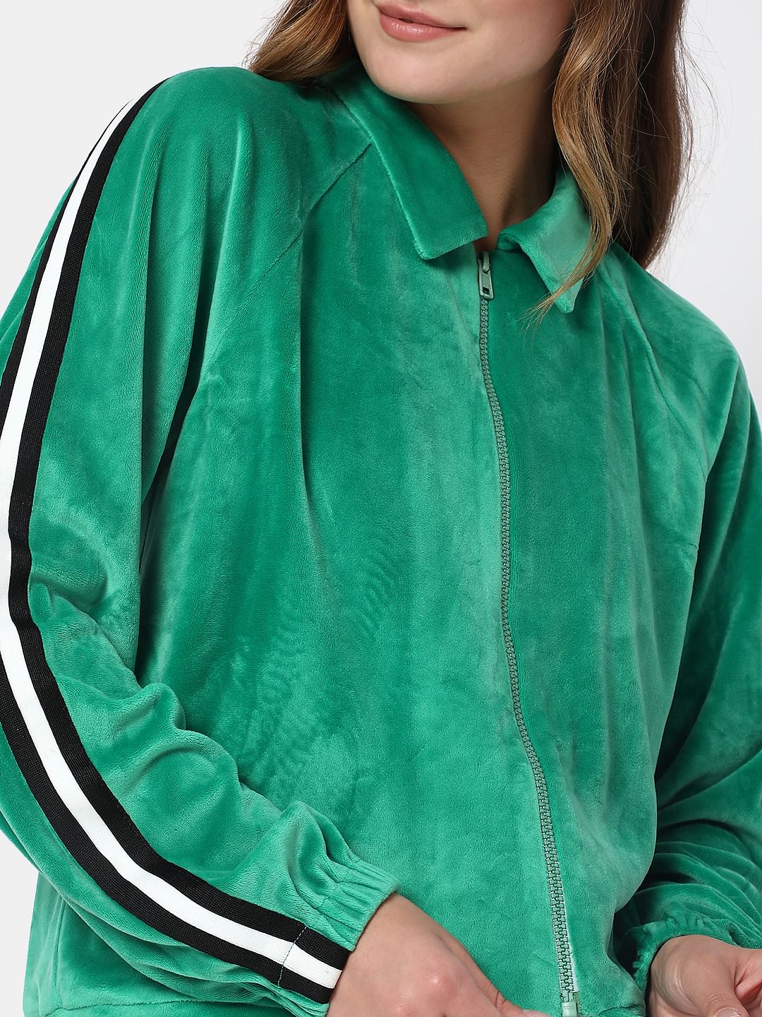 Green Velvet Zip-Up Sweatshirt - Image 6