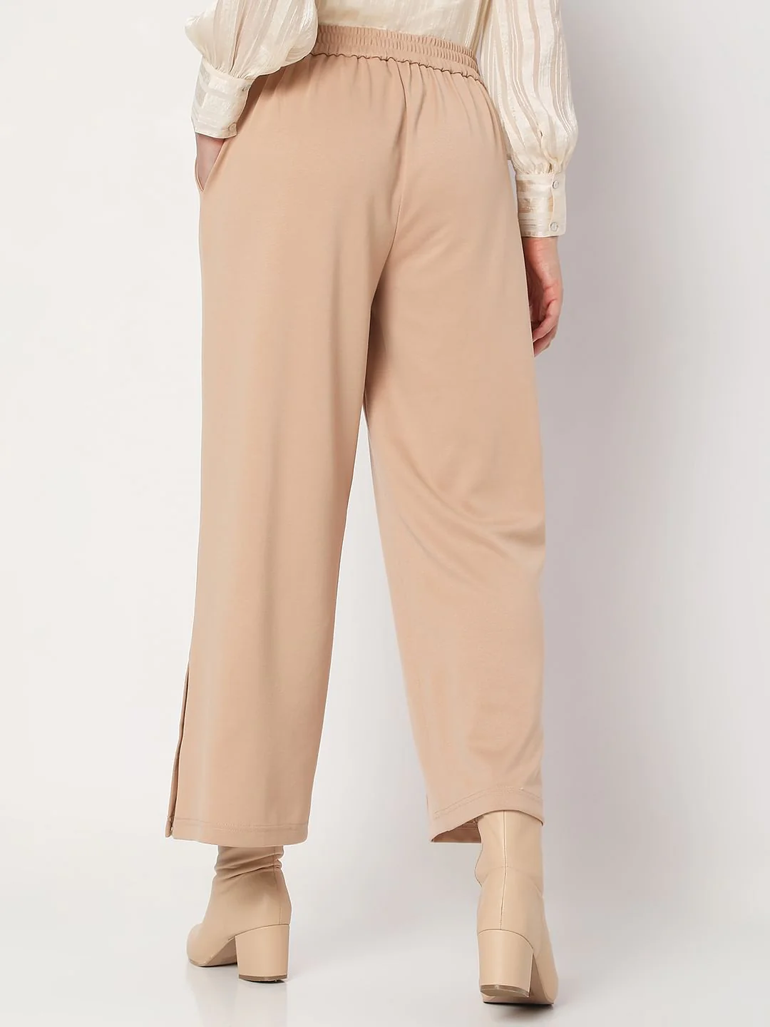 Brown Mid Rise Flared Pants - Image 4