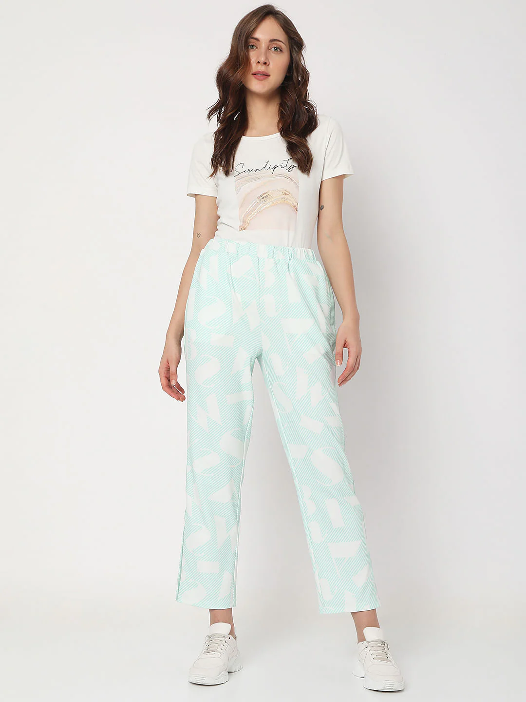 Green High Rise Printed Co-Ord Set Sweatpants - Image 6