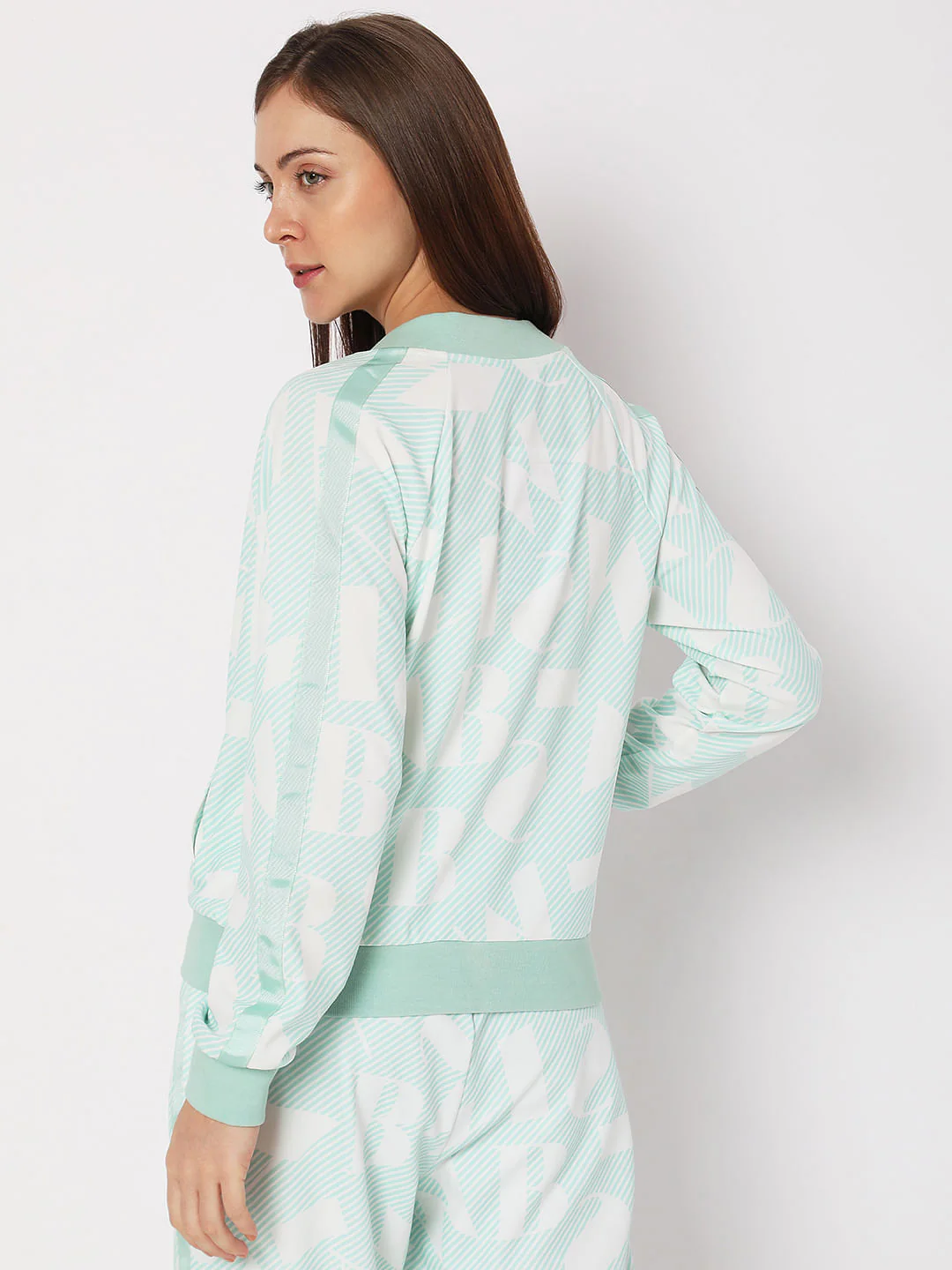 Green Printed Zip-Up Co-Ord Sweatshirt - Image 4