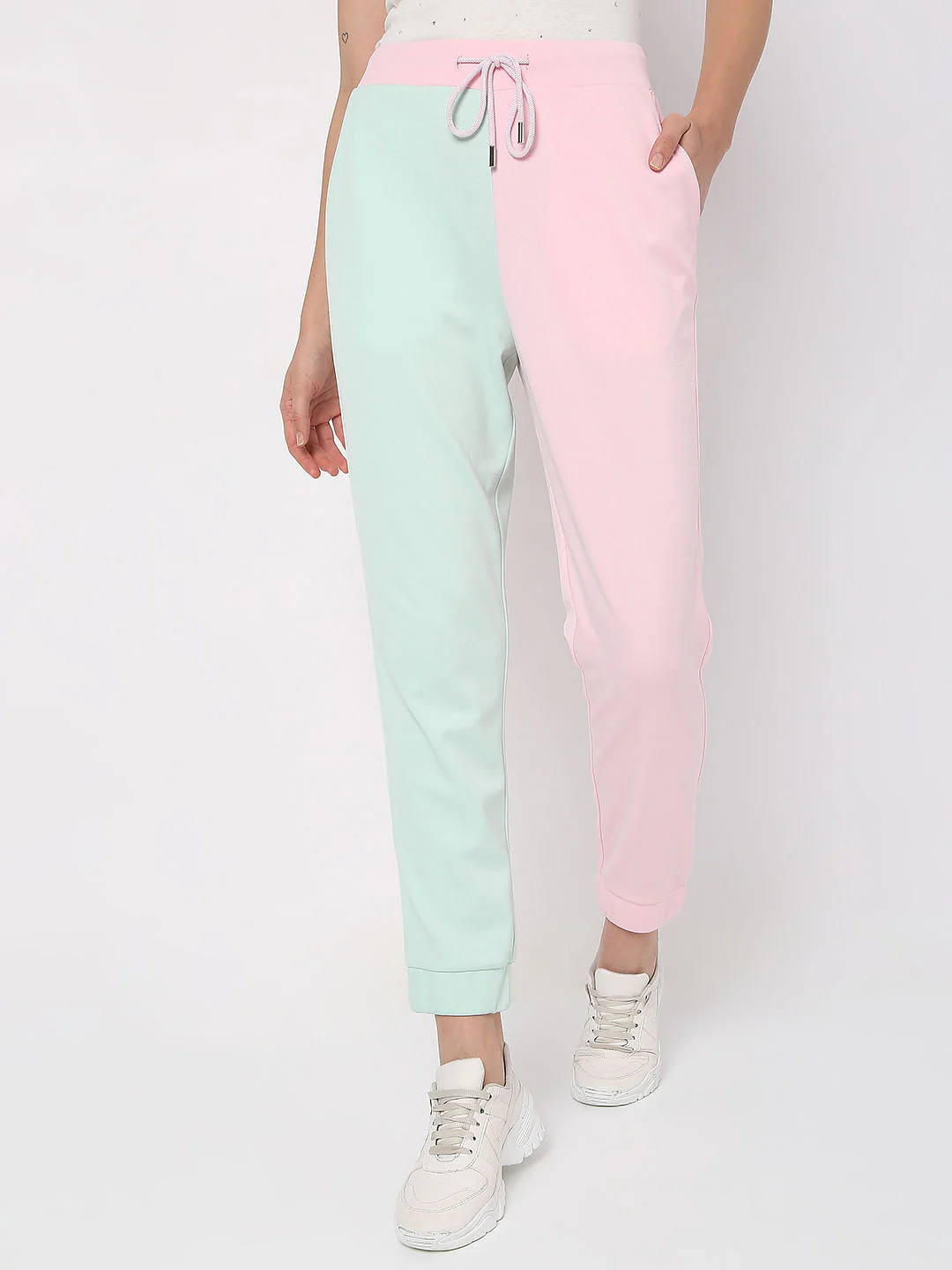 Pink Mid Rise Colourblocked Co-Ord Sweatpants - Image 2