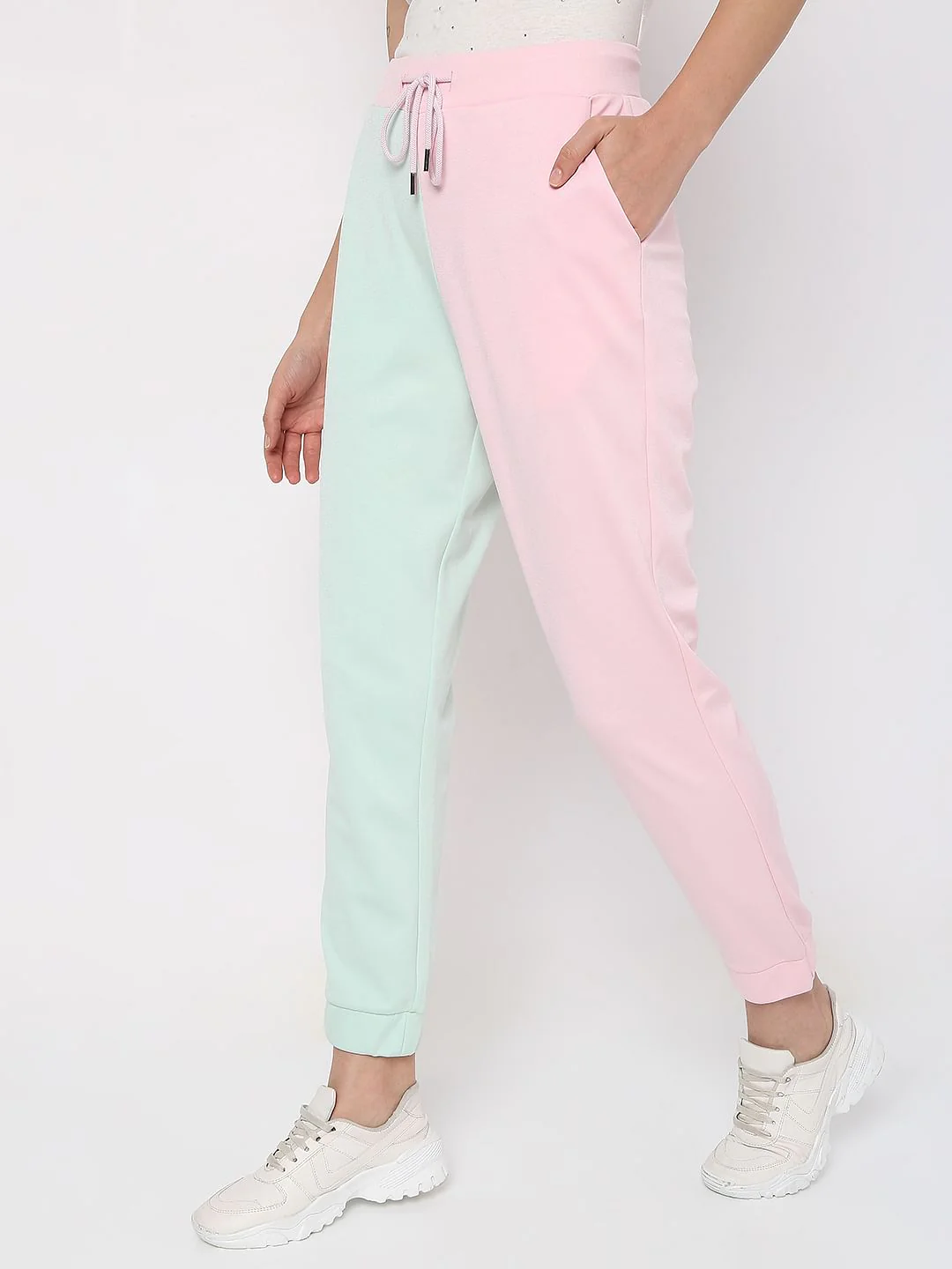 Pink Mid Rise Colourblocked Co-Ord Sweatpants - Image 3