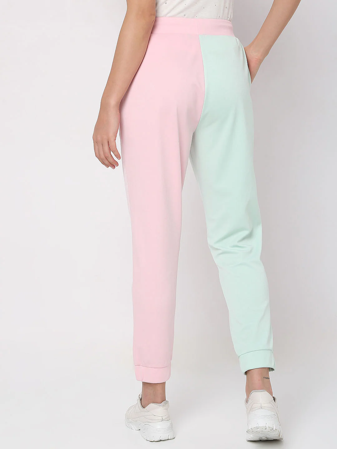 Pink Mid Rise Colourblocked Co-Ord Sweatpants - Image 4