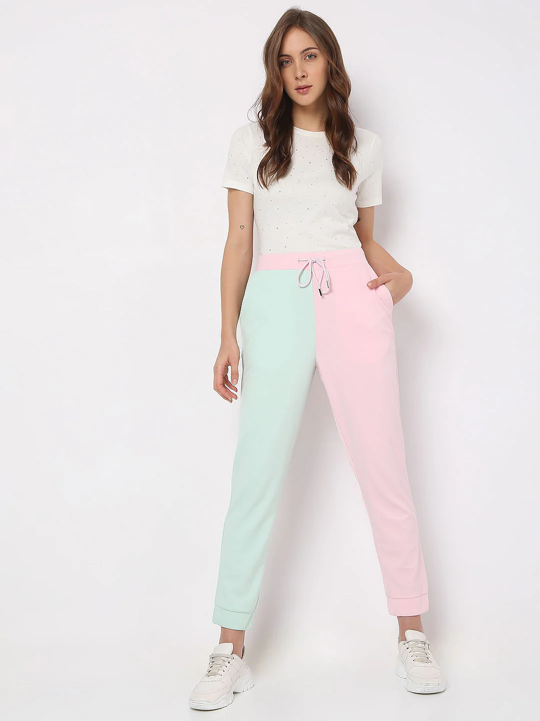 Pink Mid Rise Colourblocked Co-Ord Sweatpants - Image 6