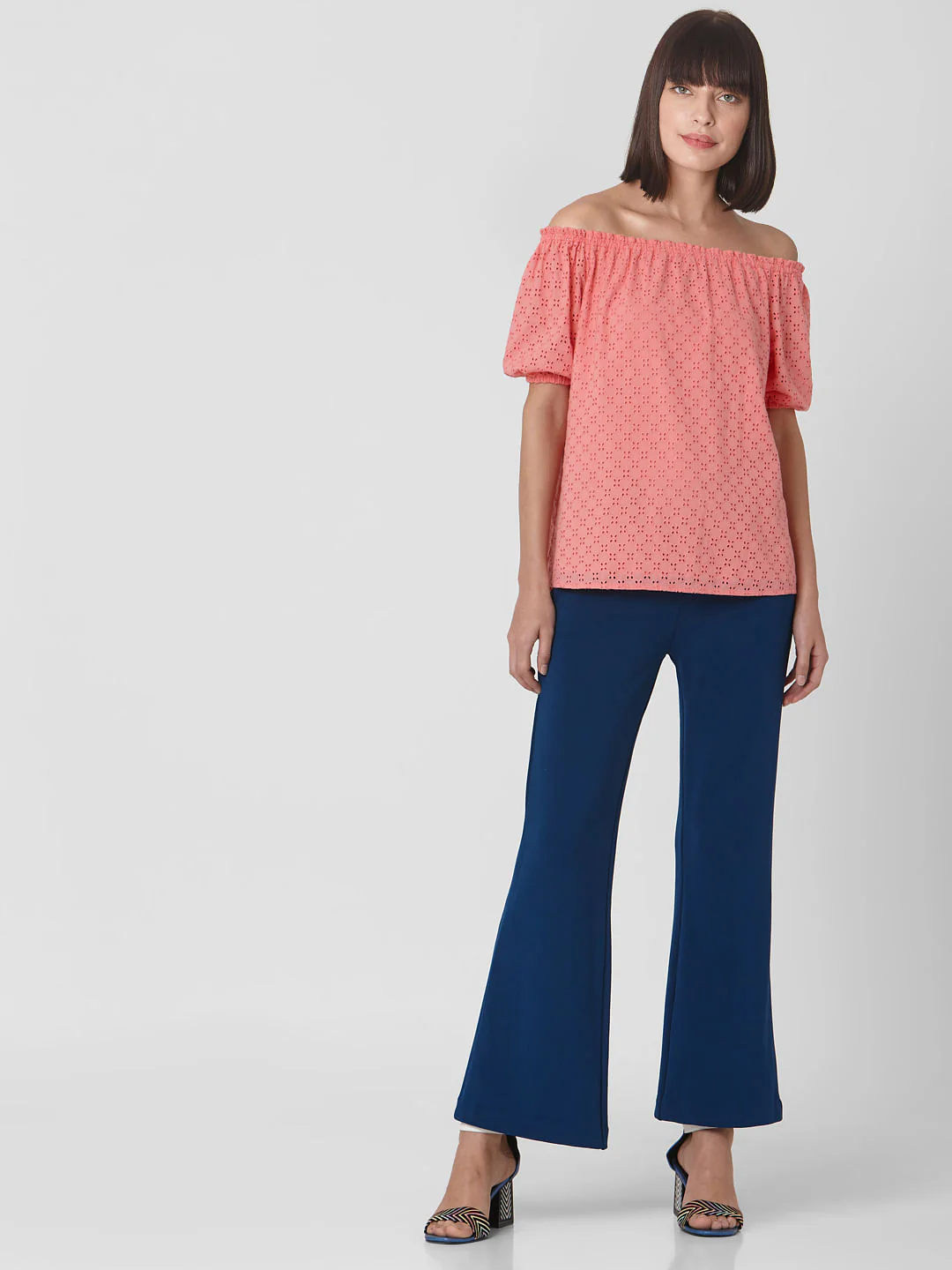Coral Cut Work Off Shoulder Top - Image 5