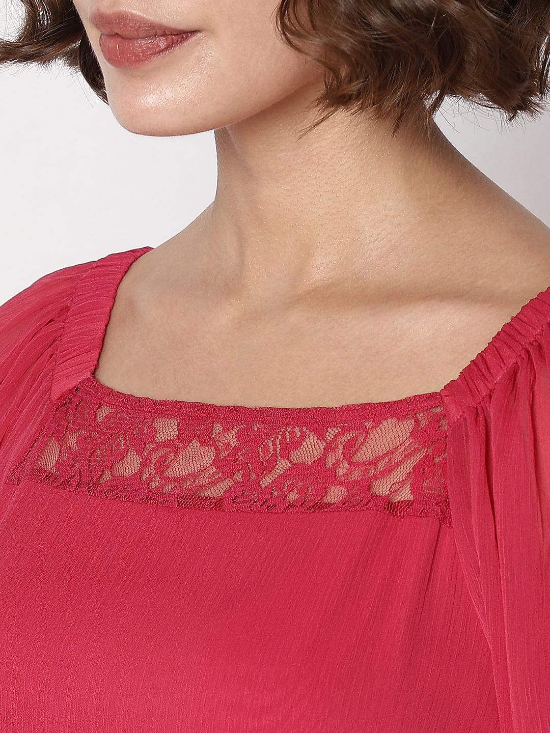 Pink Lace Insert Tiered Maxi Dress - Image 6