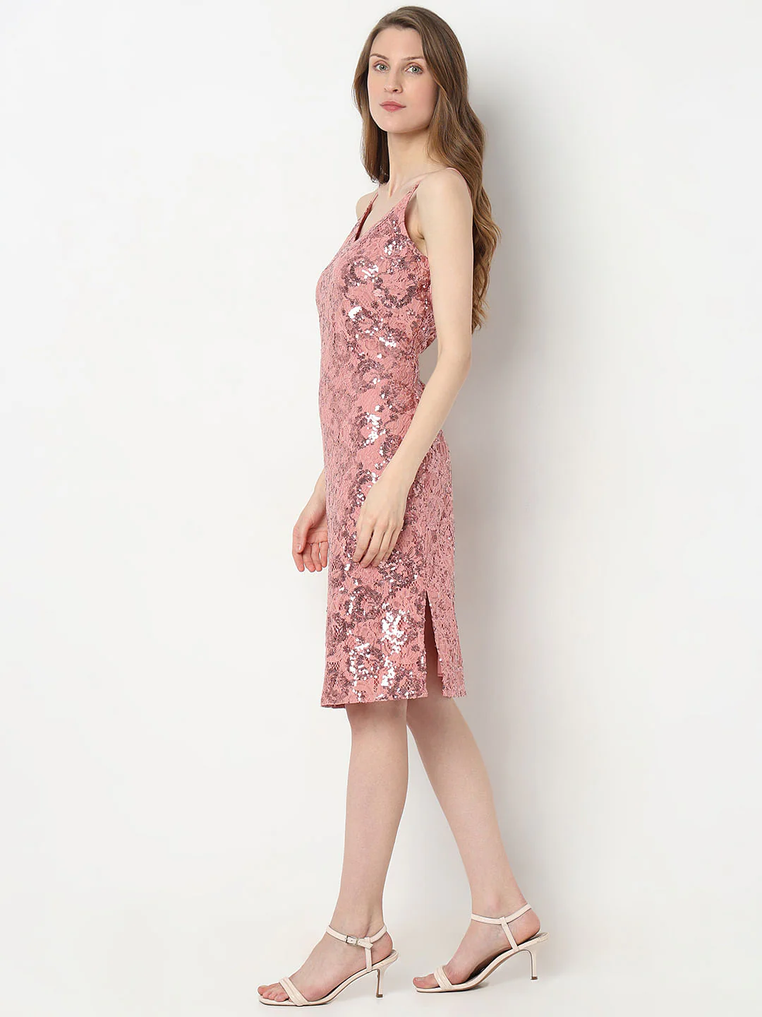 Pink Sequinned Shift Dress - Image 3