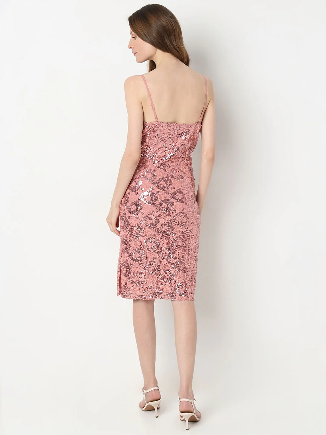 Pink Sequinned Shift Dress - Image 4