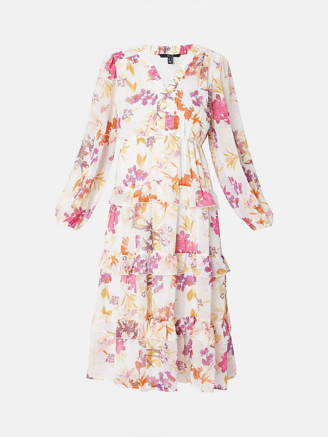 White & Pink Floral Midi Dress - Image 7