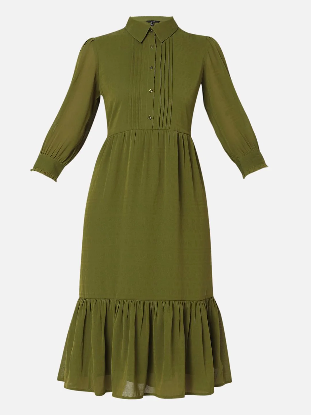 Olive Green Midi Shirt Dress - Image 6