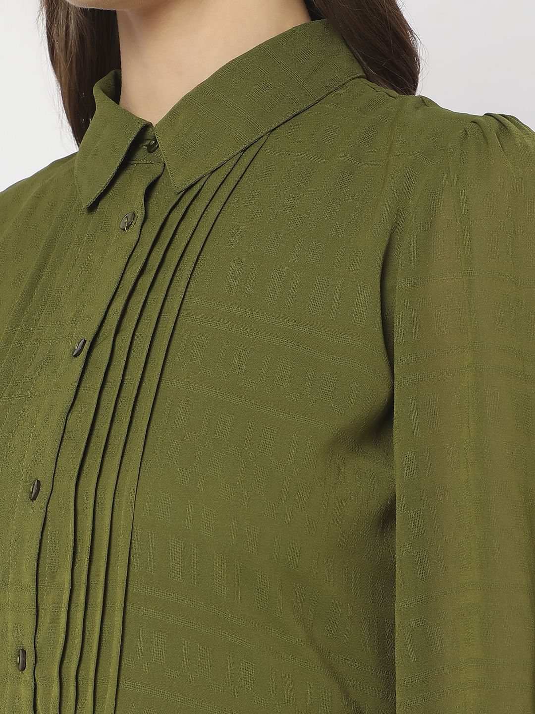 Olive Green Midi Shirt Dress - Image 7