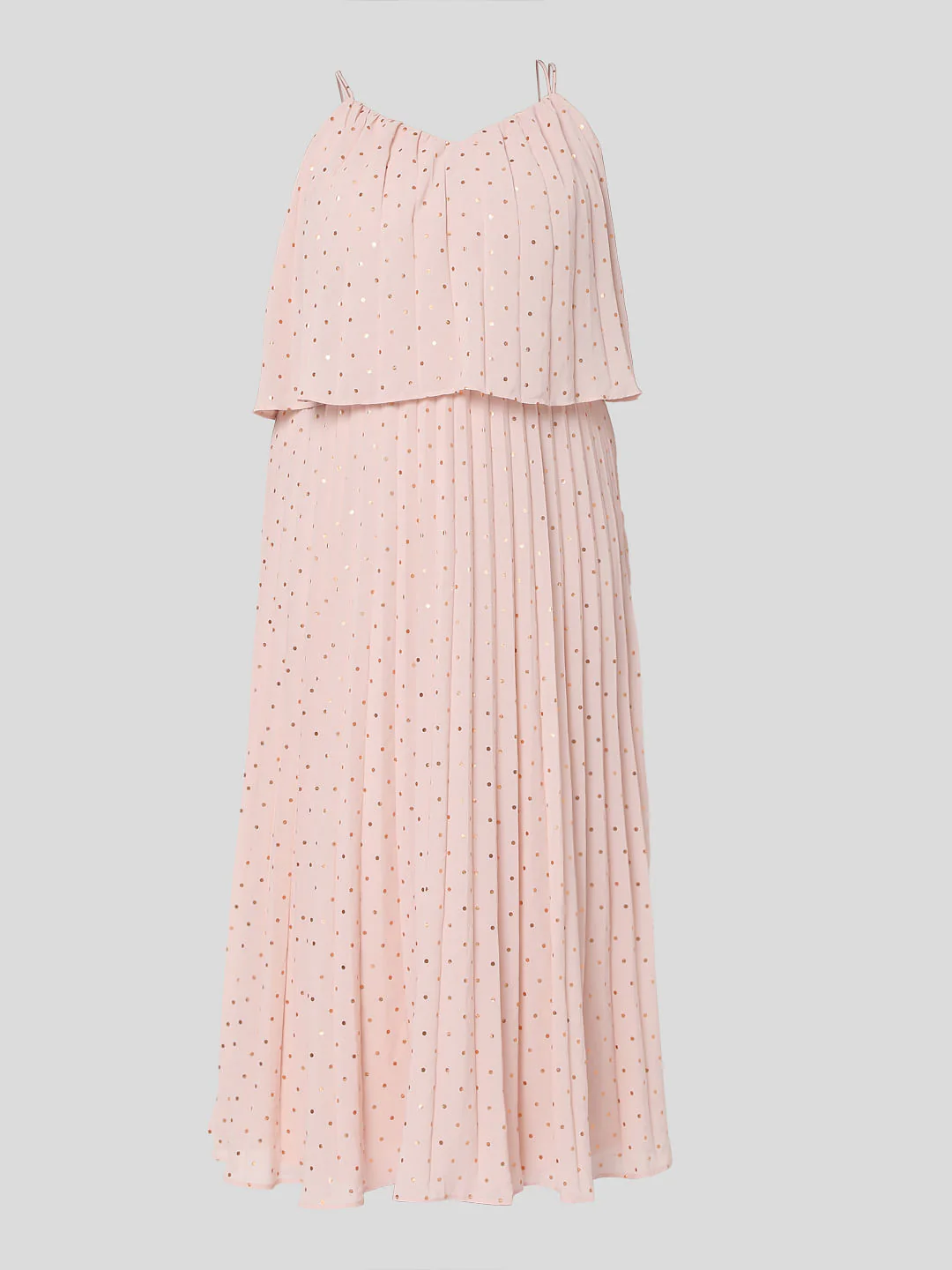 Curve Pink Pleated Foil Print Maxi Dress - Image 6