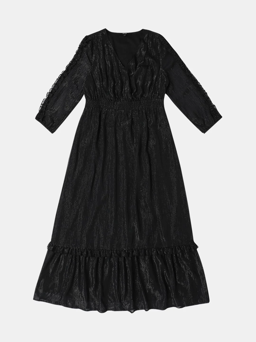 Black Lurex Tiered Maxi Dress - Image 6