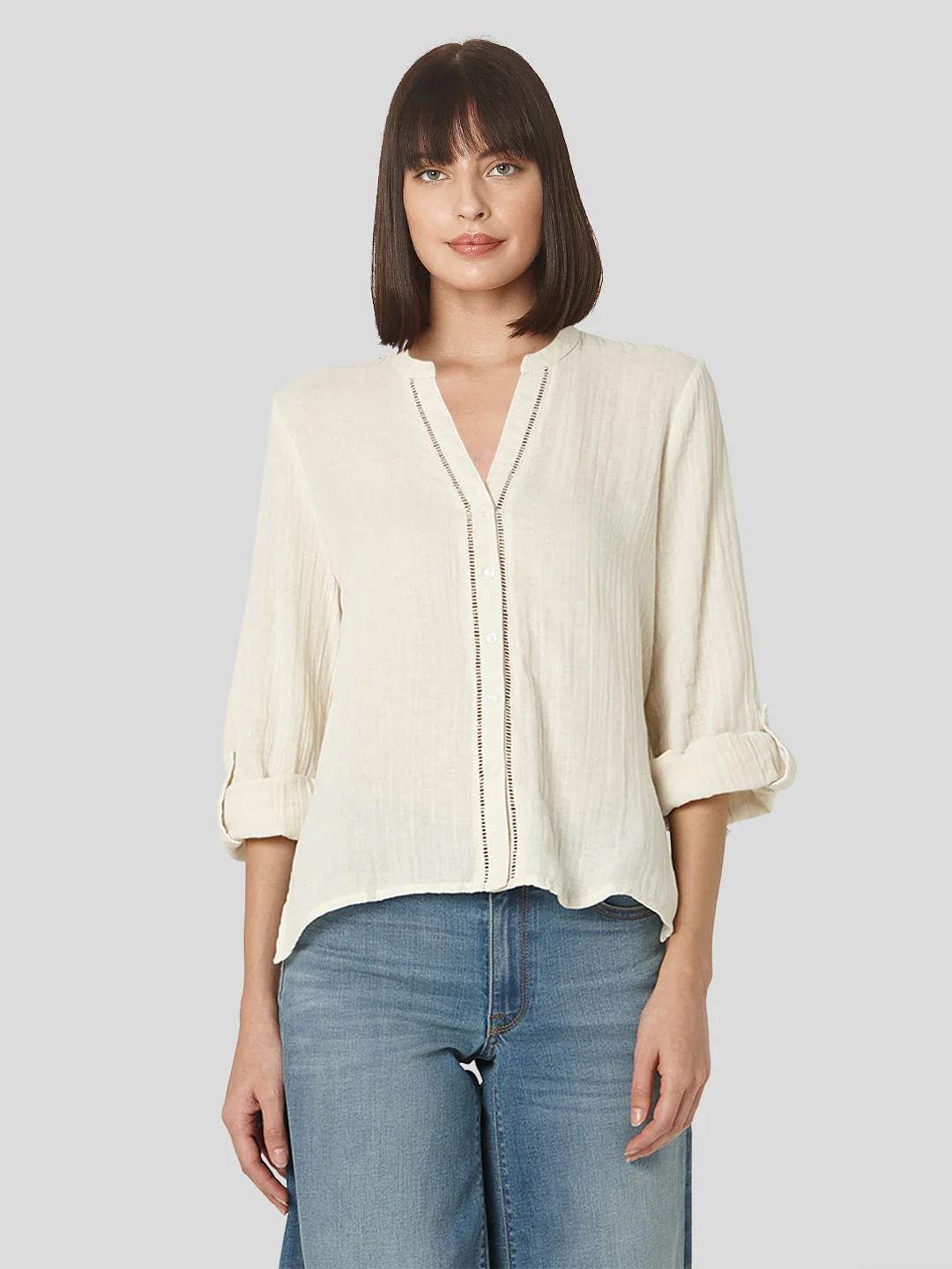 Beige Textured Organic Cotton Shirt - Image 2