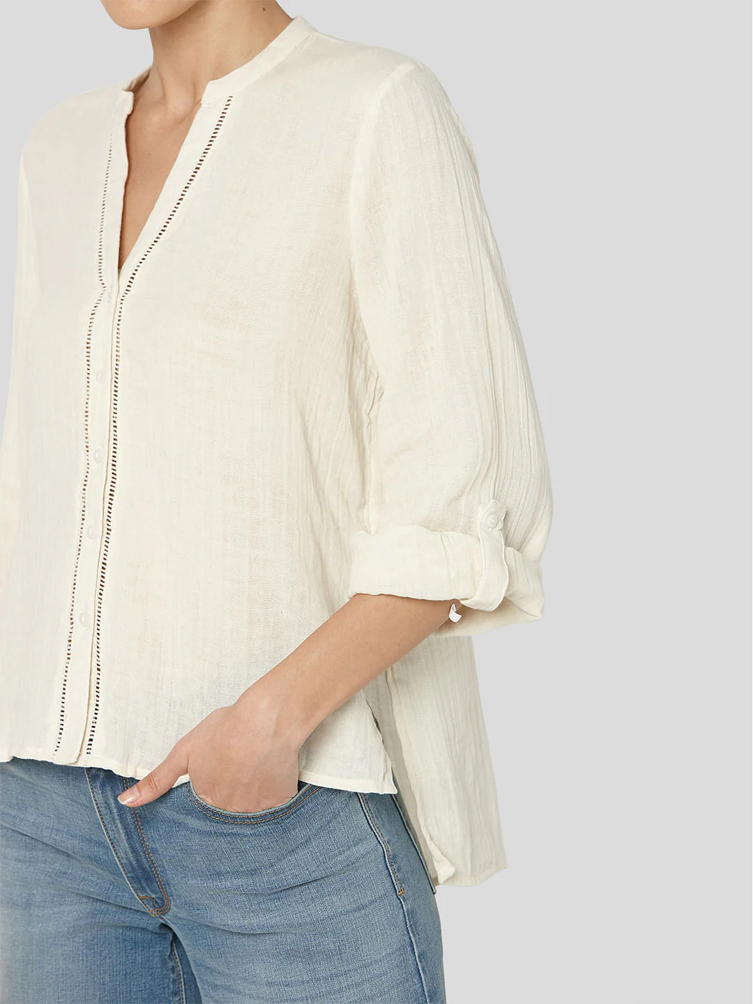 Beige Textured Organic Cotton Shirt - Image 6