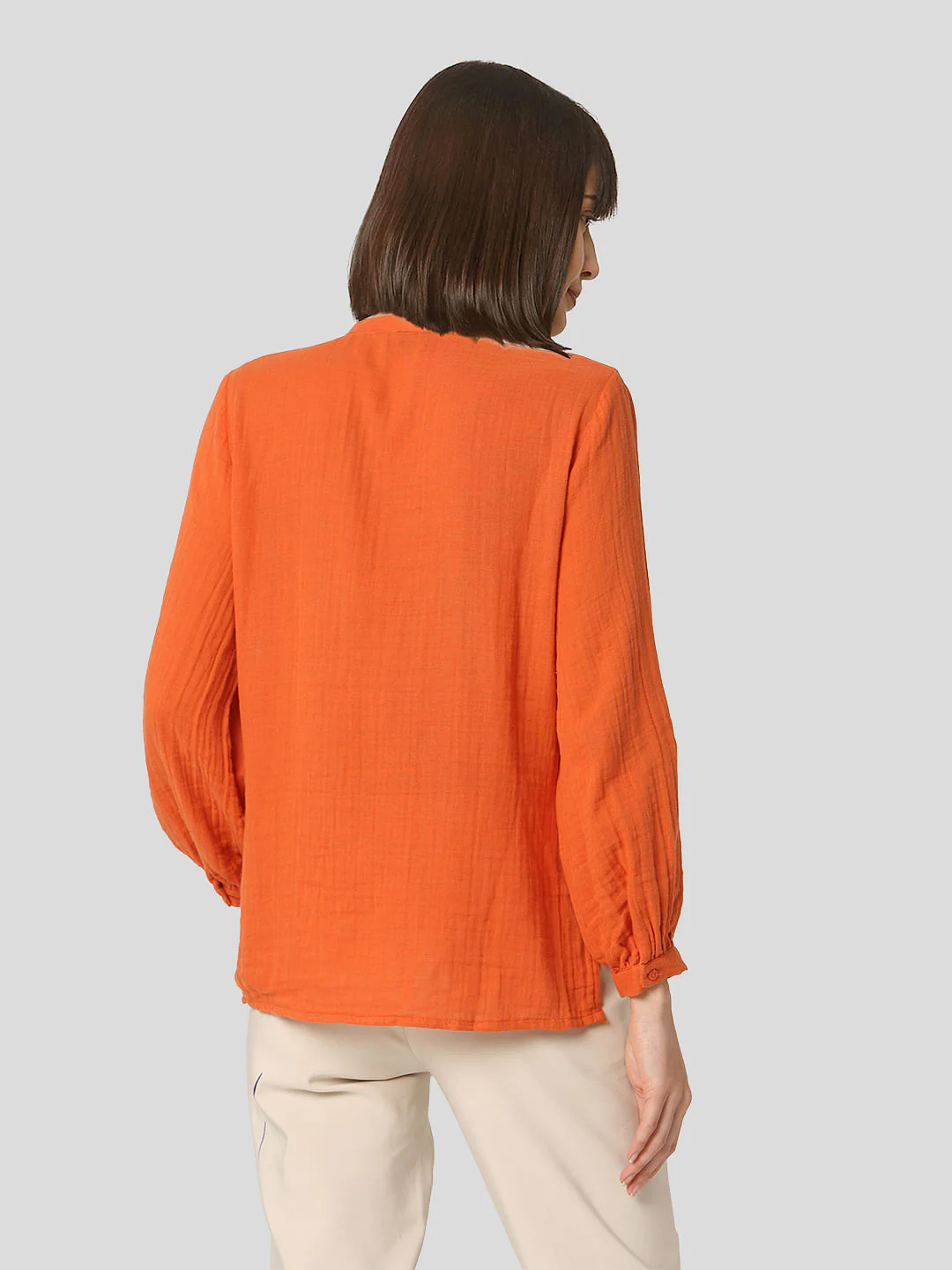 Orange Textured Organic Cotton Shirt - Image 4