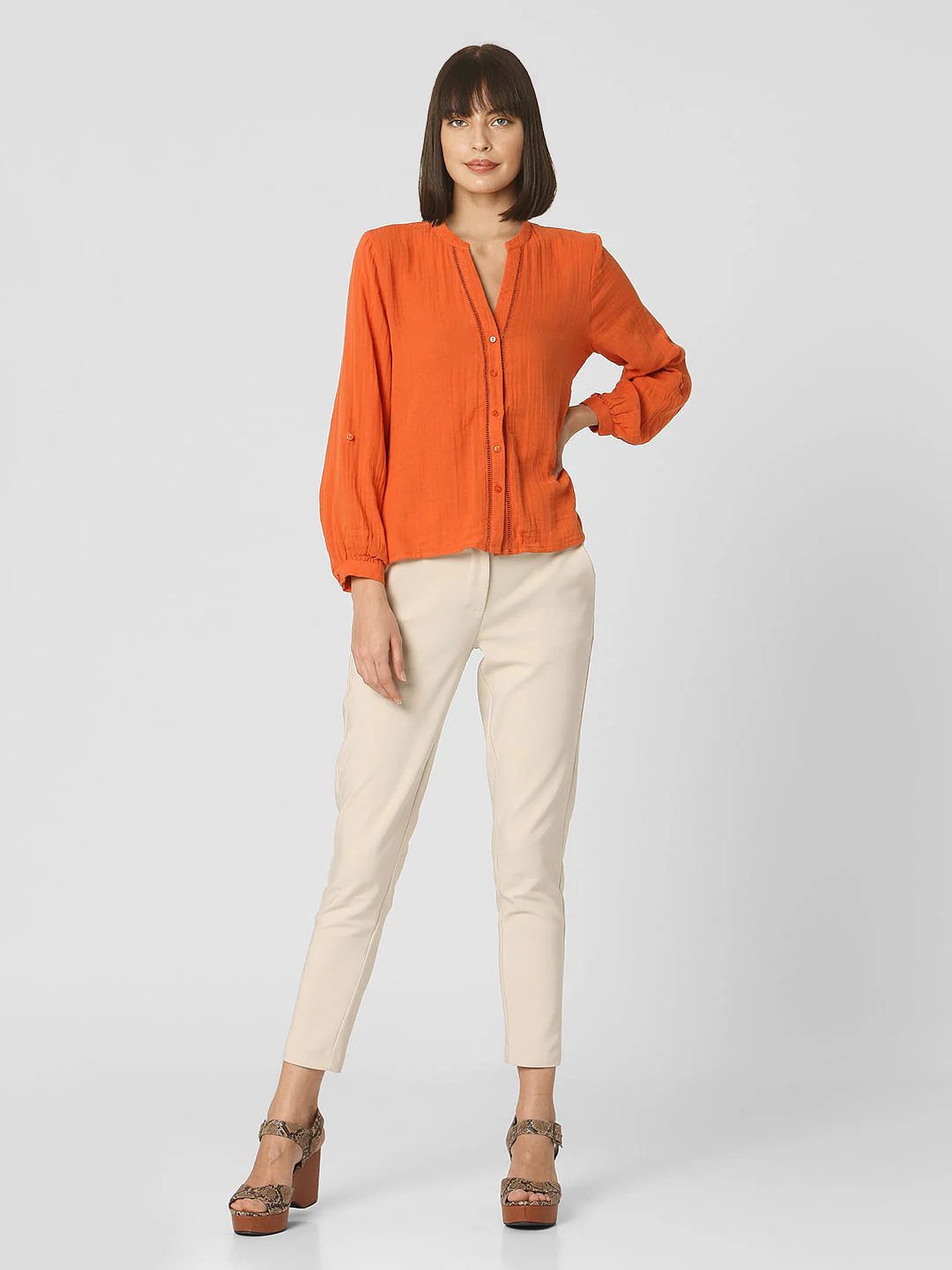 Orange Textured Organic Cotton Shirt - Image 5