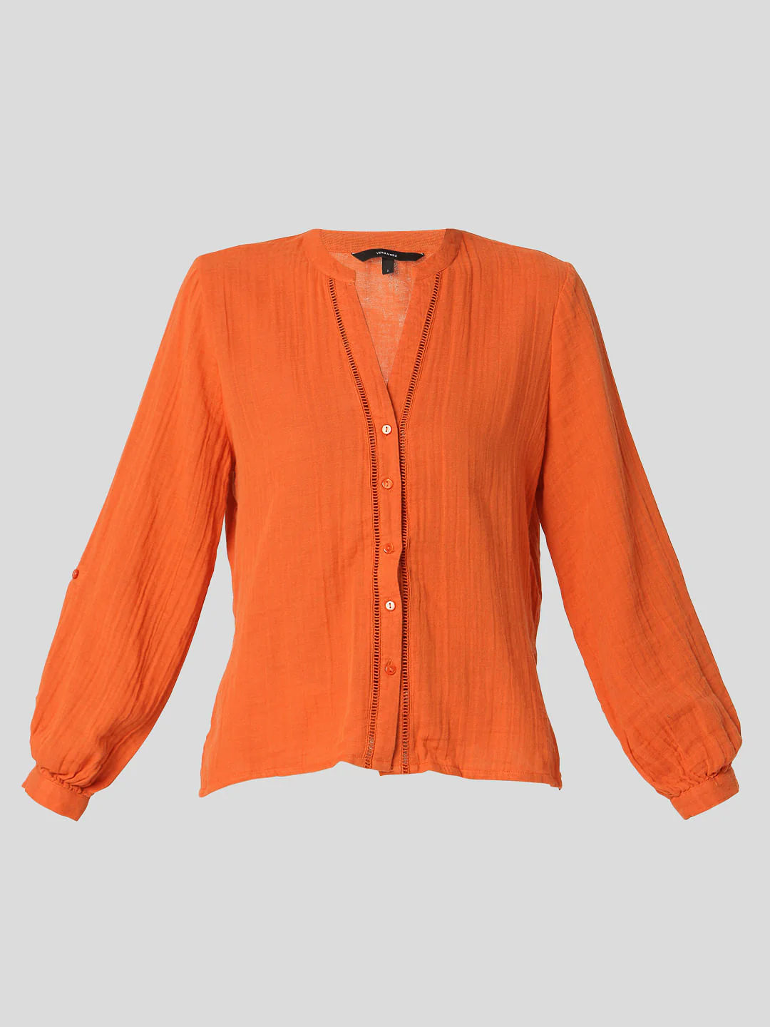 Orange Textured Organic Cotton Shirt - Image 7