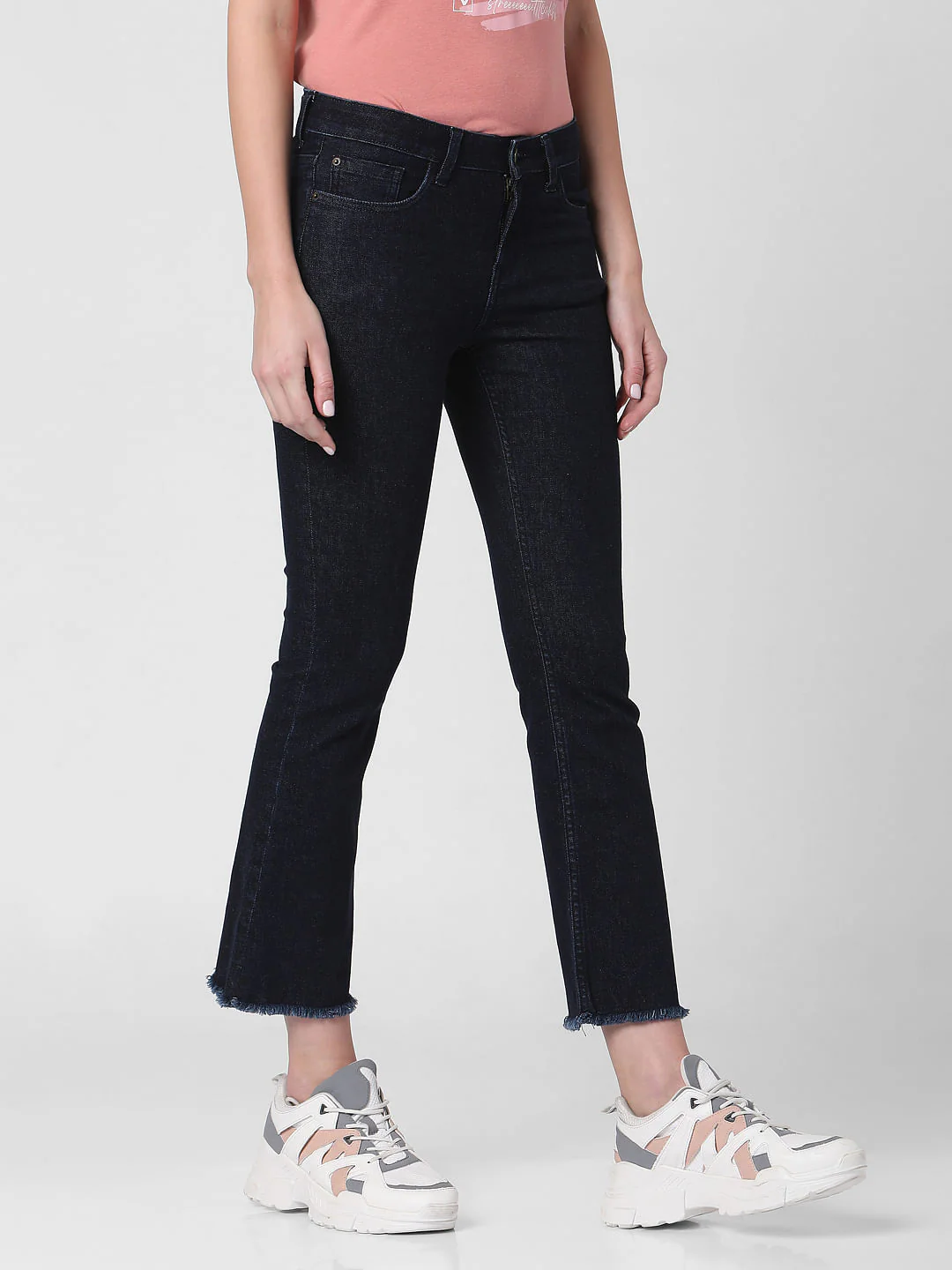 Dark Blue Mid Rise Boot Cut Jeans - Image 3