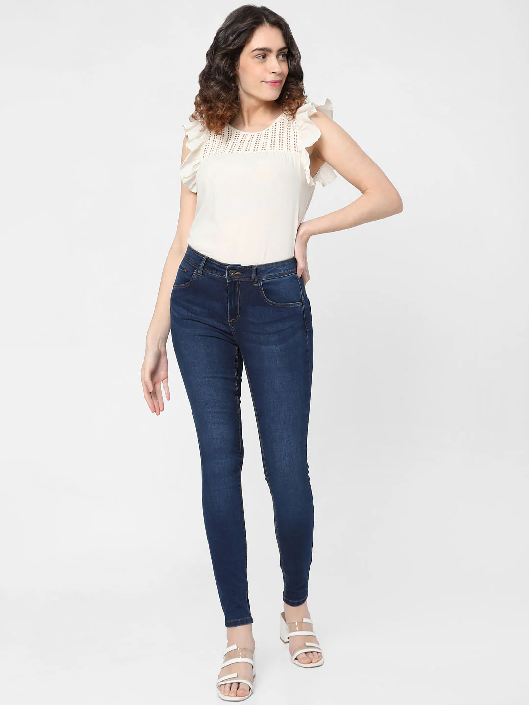 Blue Mid Rise Super Skinny Jeans - Image 6
