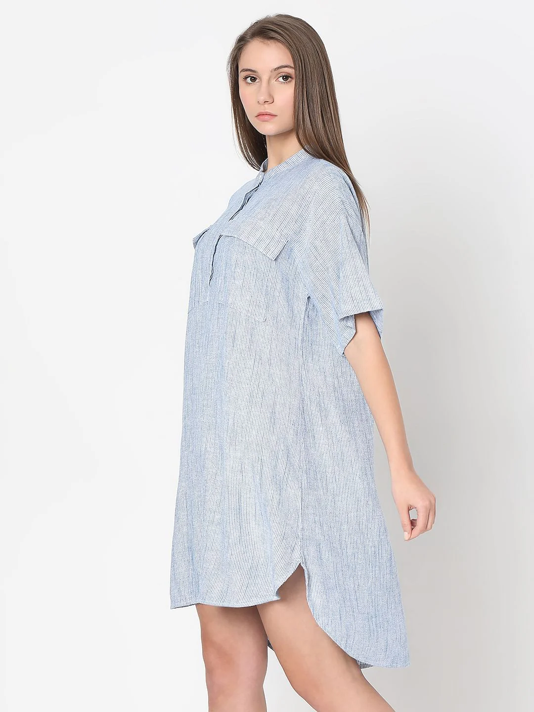 Light Blue Striped Tunic Dress - Image 3