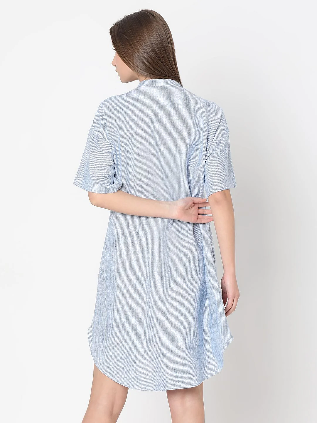 Light Blue Striped Tunic Dress - Image 4