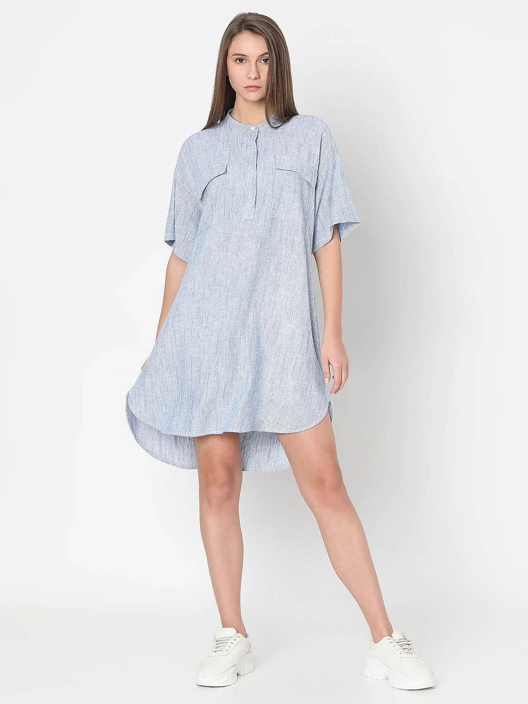 Light Blue Striped Tunic Dress - Image 5