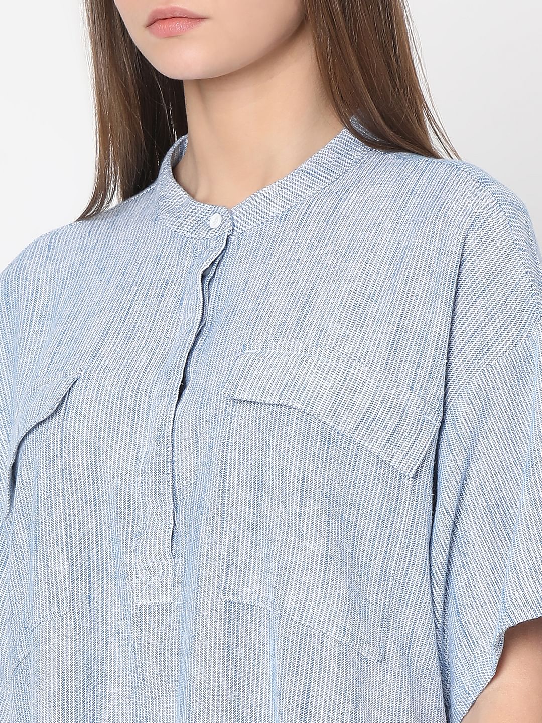 Light Blue Striped Tunic Dress - Image 8