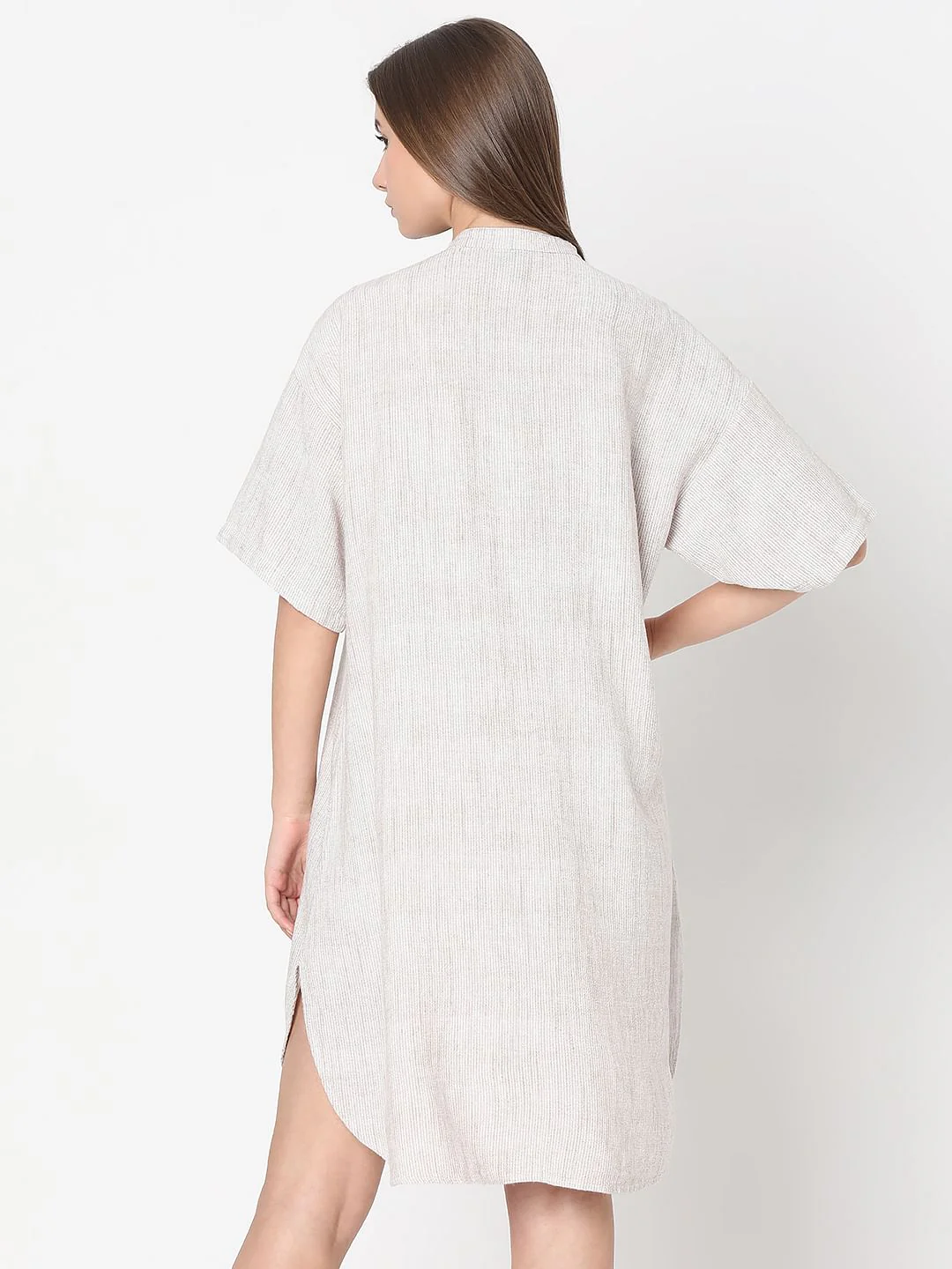Light Brown Striped Tunic Dress - Image 4