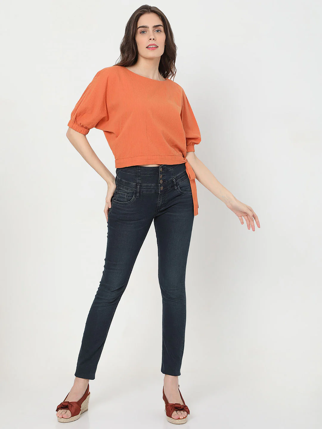 Orange Puff Sleeves Top - Image 5