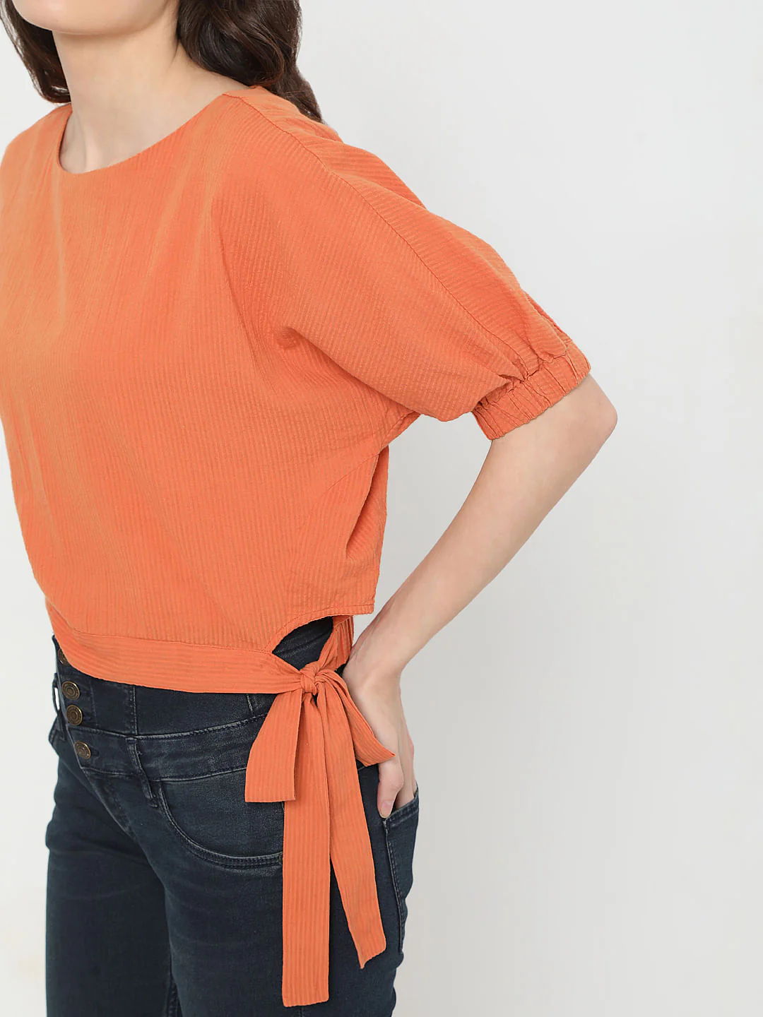 Orange Puff Sleeves Top - Image 6
