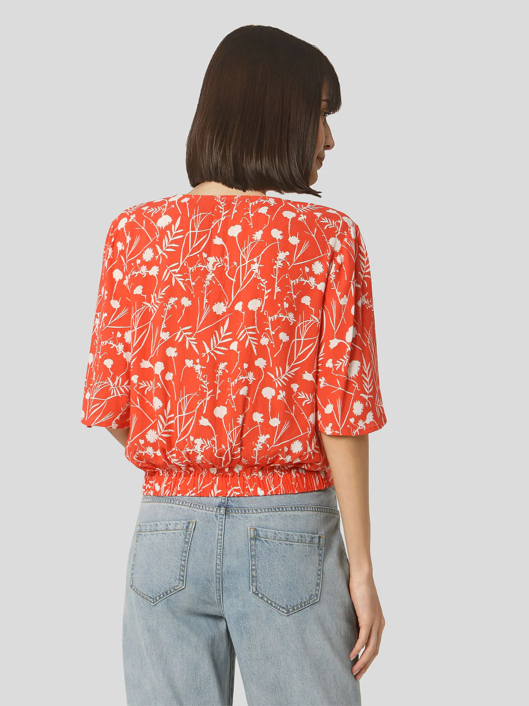 Orange Tropical Print Top - Image 4