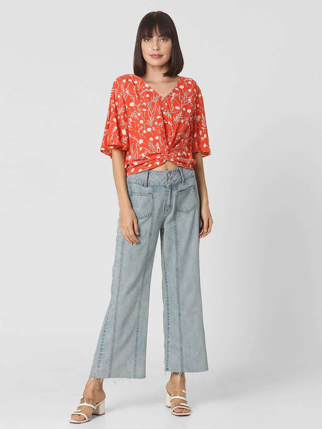 Orange Tropical Print Top - Image 5