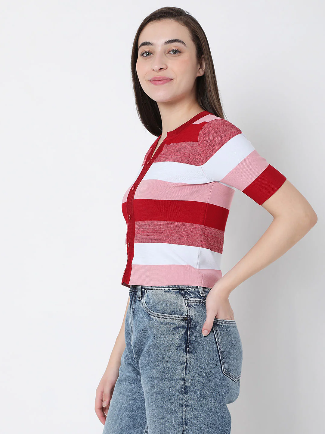 White Striped Knit Top - Image 3