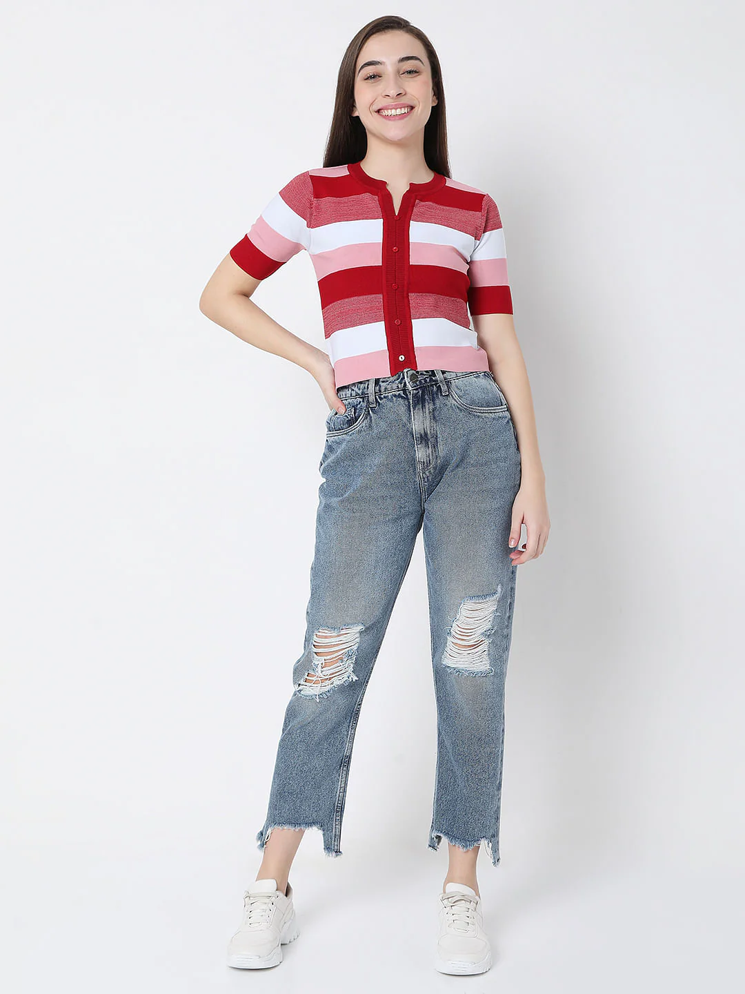 White Striped Knit Top - Image 5