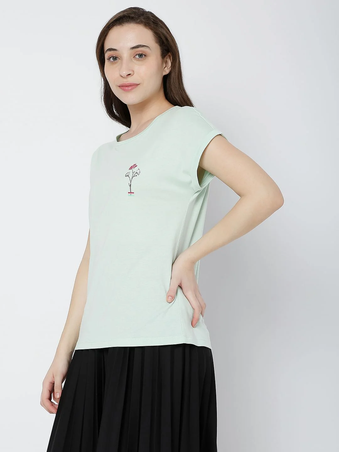 Green Floral Print T-Shirt - Image 2