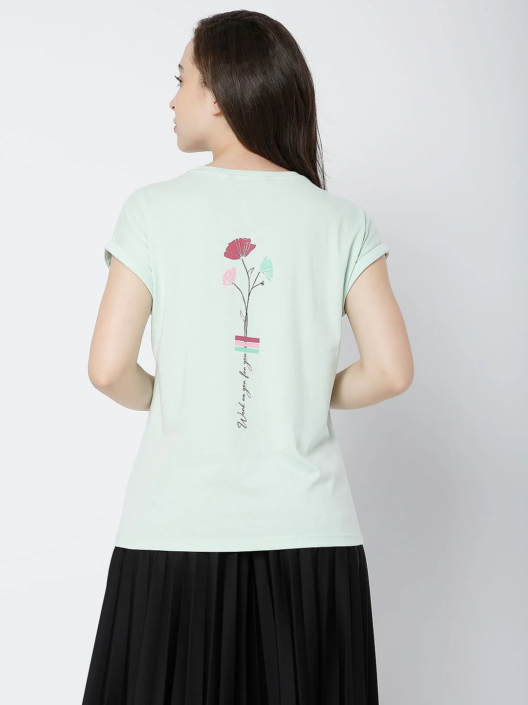 Green Floral Print T-Shirt - Image 3