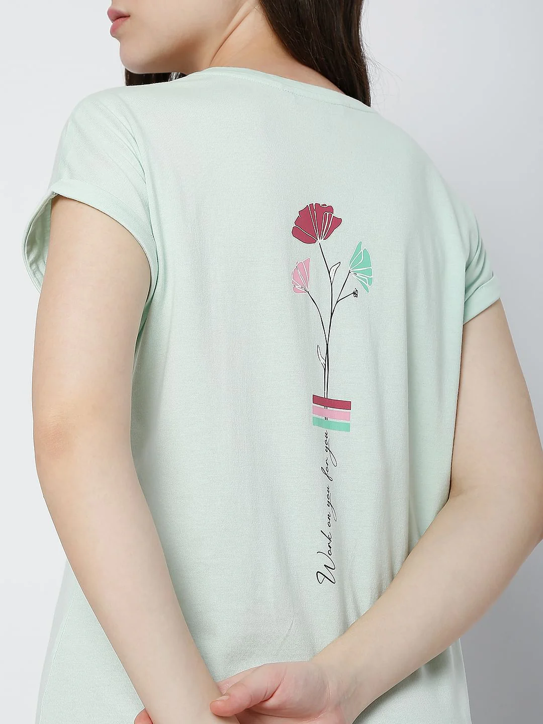 Green Floral Print T-Shirt - Image 5