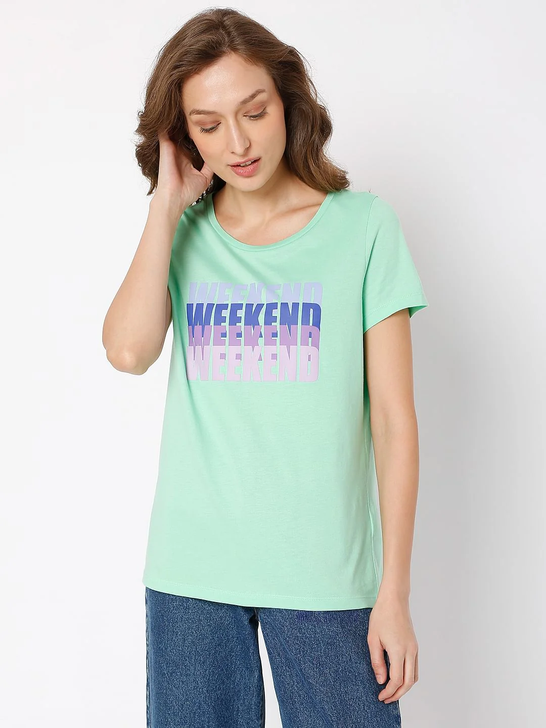 Green Text Print T-Shirt - Image 2