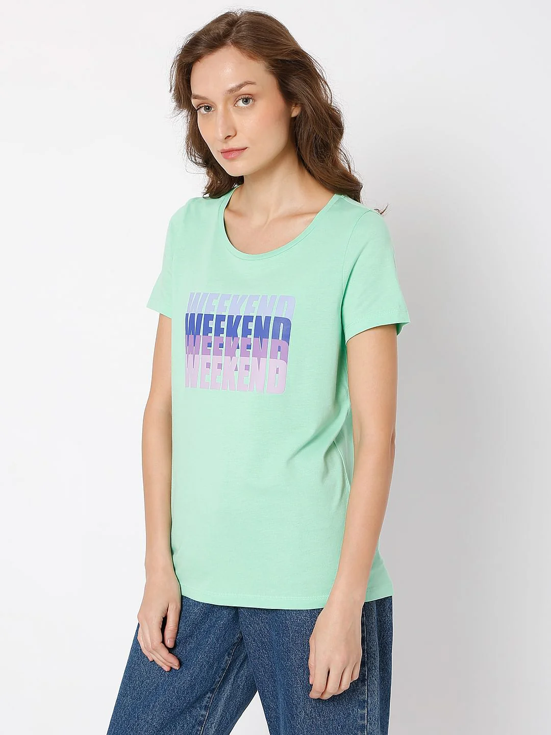 Green Text Print T-Shirt - Image 3