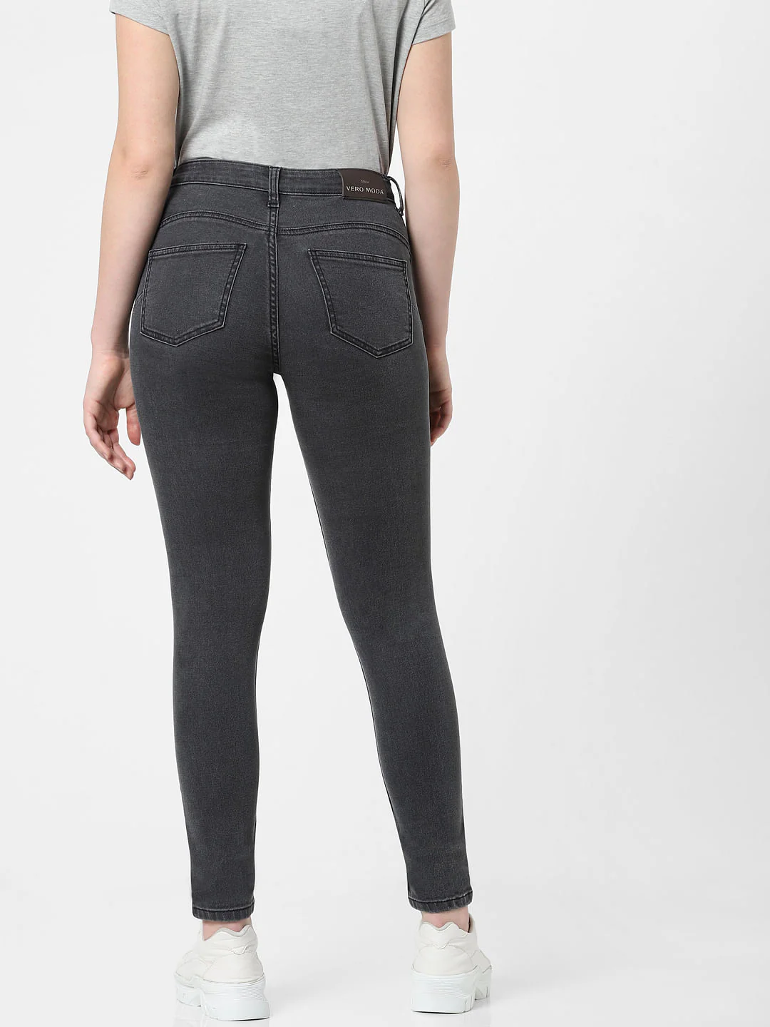 Grey Mid Rise Pushup Wendy Skinny Jeans - Image 3