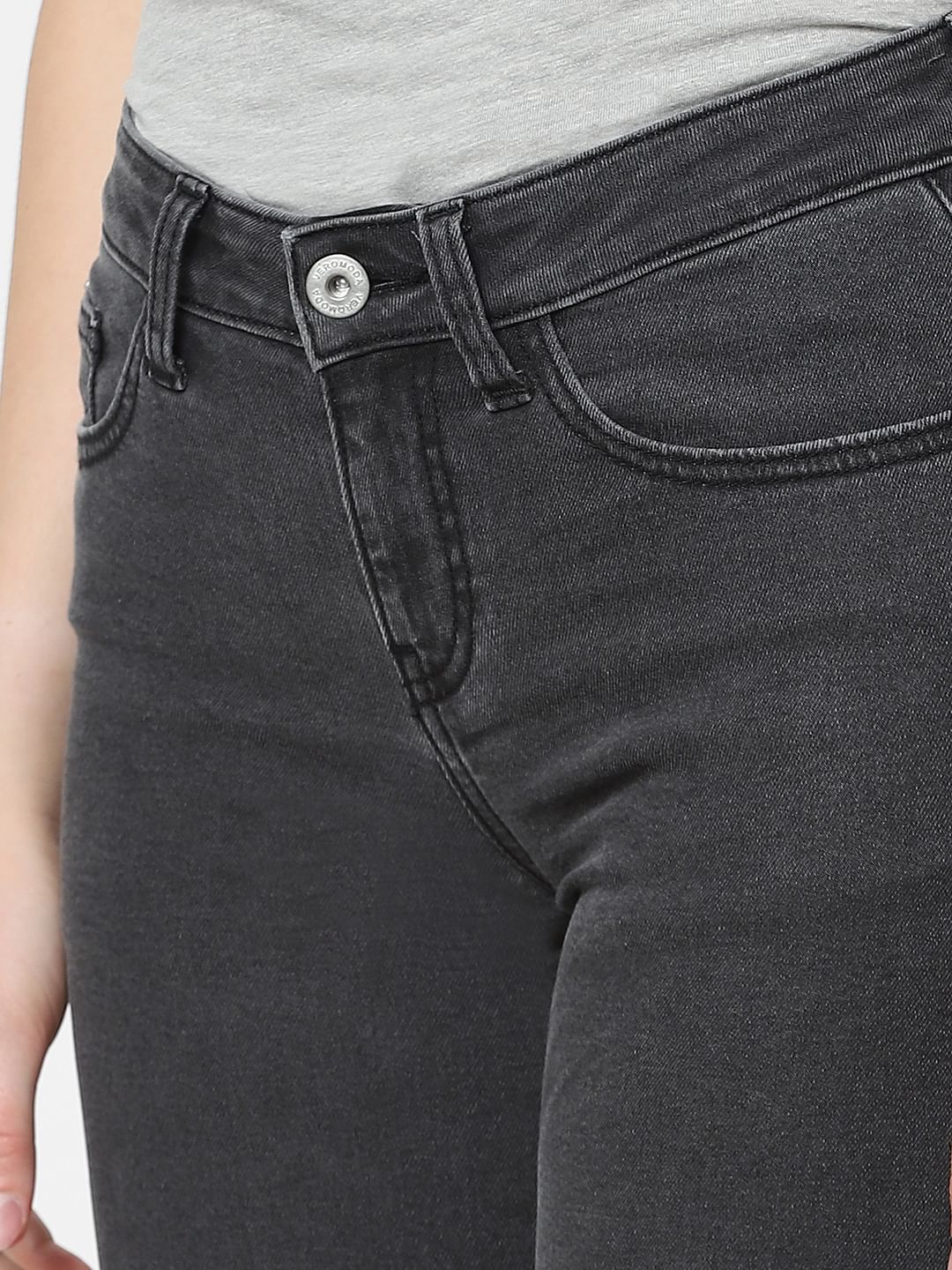 Grey Mid Rise Pushup Wendy Skinny Jeans - Image 4