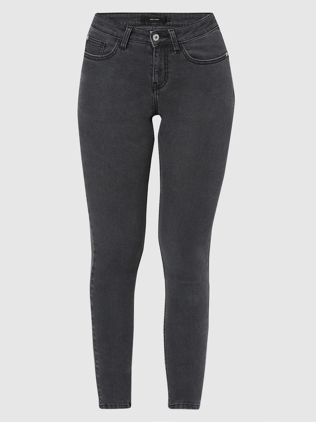 Grey Mid Rise Pushup Wendy Skinny Jeans - Image 6