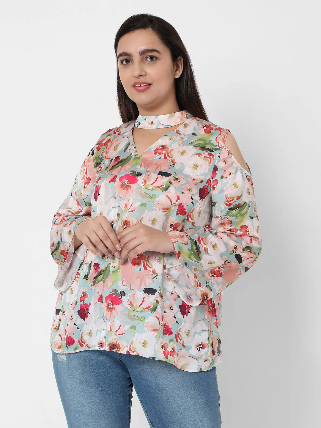 Curve Green Floral Top - Image 2