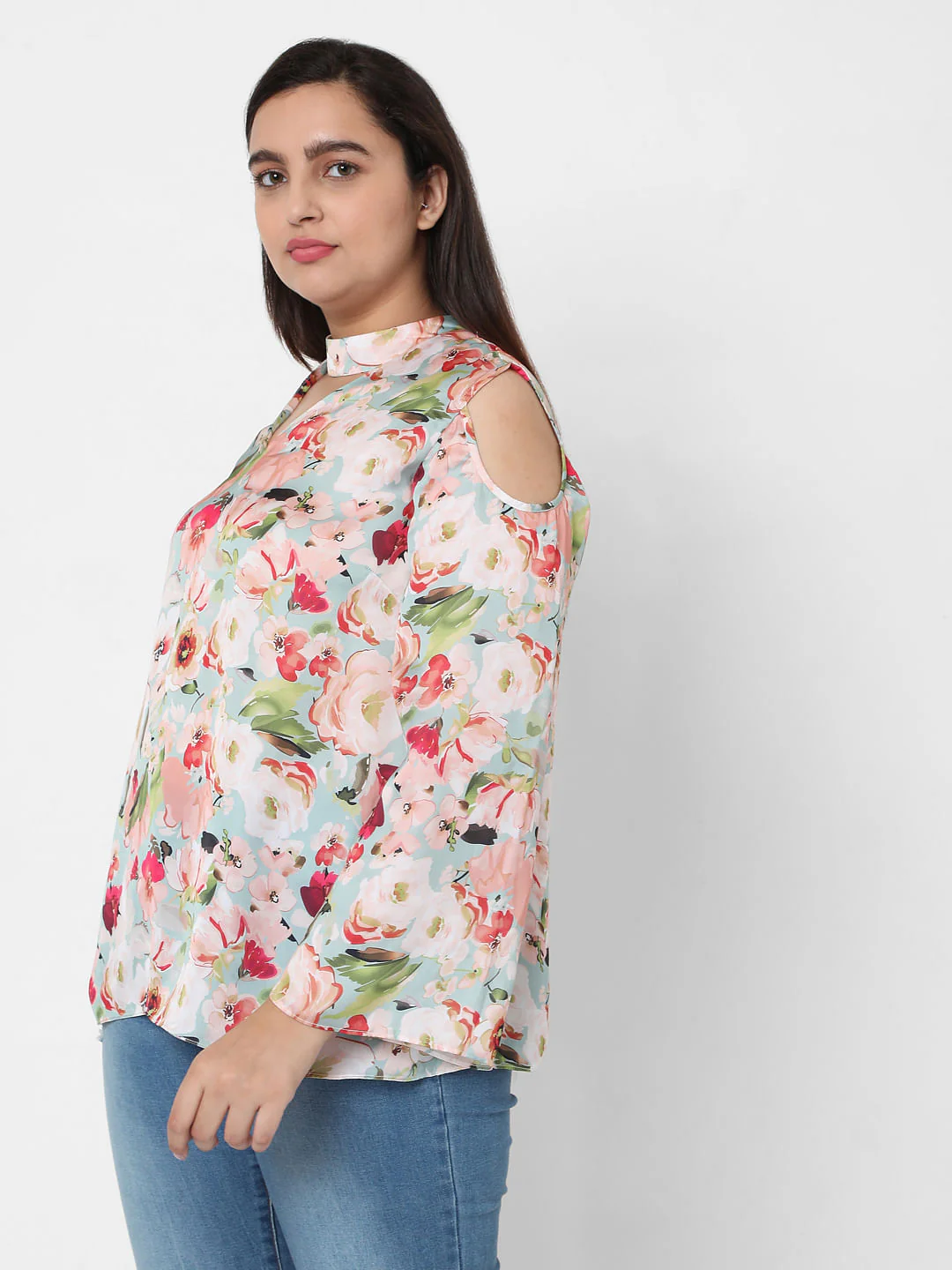 Curve Green Floral Top - Image 3