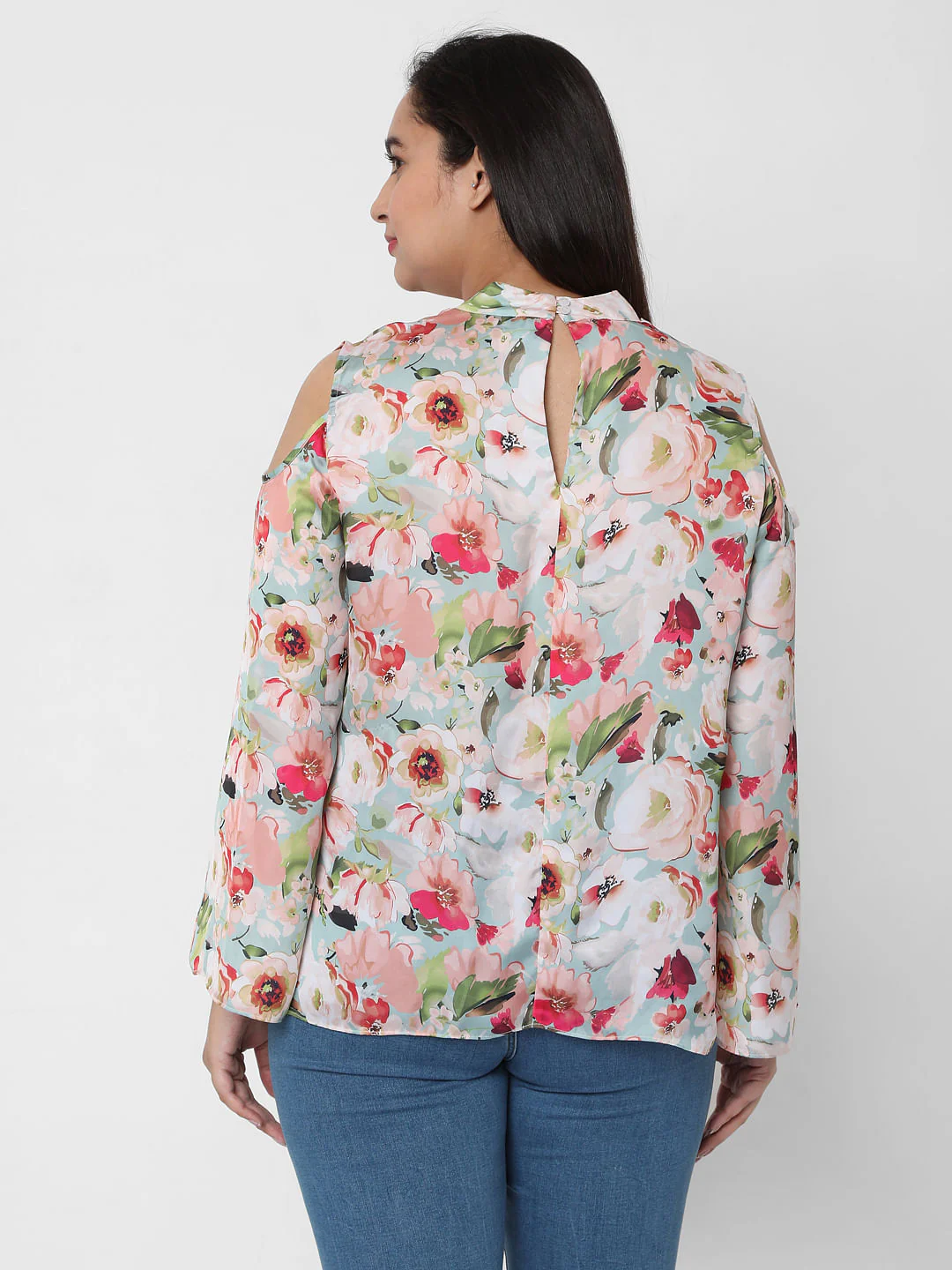Curve Green Floral Top - Image 4