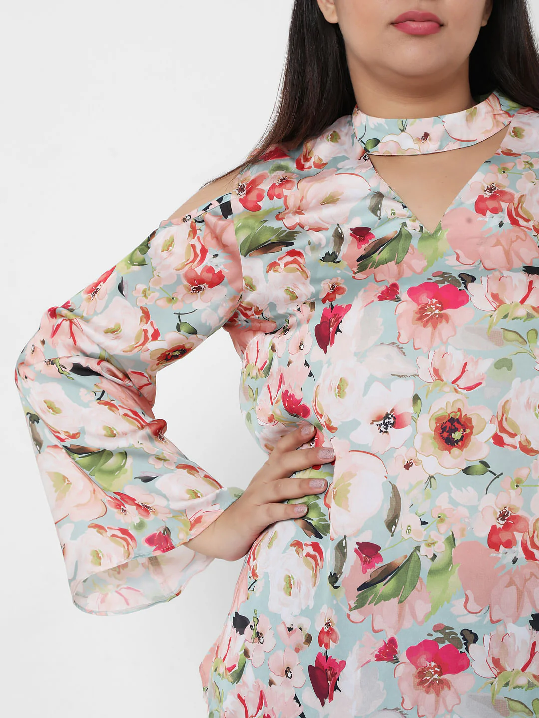 Curve Green Floral Top - Image 6